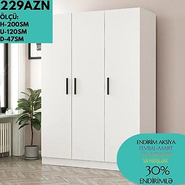 Dolablar: Yeni, 3 qapılı, Kredit, Ağ, Açılan, Düz dolab — 6
