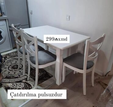 Masa və oturacaq dəstləri: Mətbəx üçün, Açılmayan, Dördbucaq masa, 4 stul