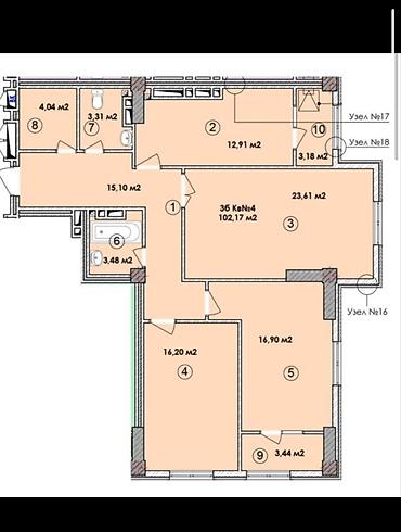 Продажа квартир: 3 комнаты, 102 м², АУЦА 13 этаж, ПСО (под самоотделку) — 1