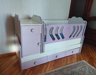 hamam kranti: Uşaq beşiyi və komodlu modul sistem - Rəng: açıq bənövşəyi/ ağ - — 1