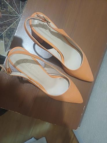 krosovka ayaqqabı: Narıncı rəngli xanım ayaqqabısı – açıq dabanlı slingback model - — 2