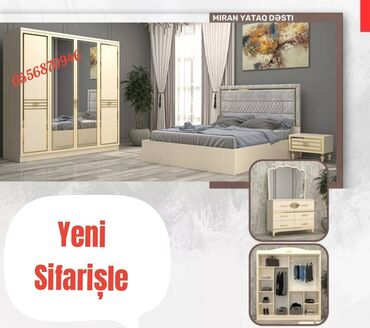 Yataq otağı dəstləri: İkinəfərlik çarpayı, Dolab, Termo, 2 tumba, Azərbaycan, Yeni — 6