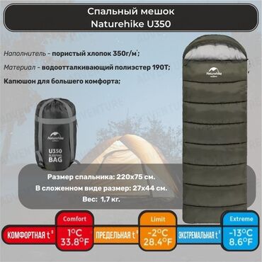 на флисе: Спальный мешок Naturehike U350. Температура эксплуатации: Комфортная