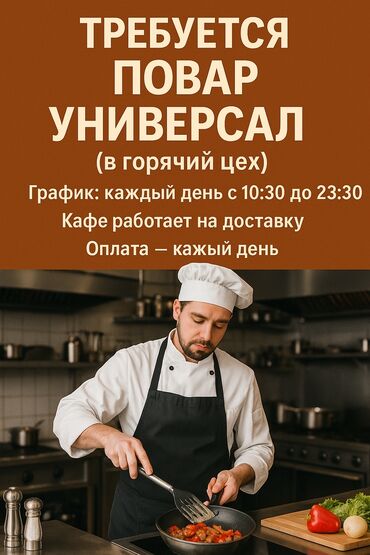 нанять повара домой: Требуется повар-универсал (в горячий цех) 📍 Кафе работает только на