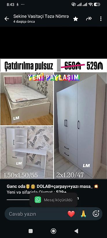 *Gənc oda🤴👸 DOLAB+çarpayı+yazı masa*_ 💥 Yeni və sifarişlə Qiymət lalafo.az -da *Gənc oda🤴👸 DOLAB+çarpayı+yazı masa*_ 💥 Yeni və sifarişlə Qiymət