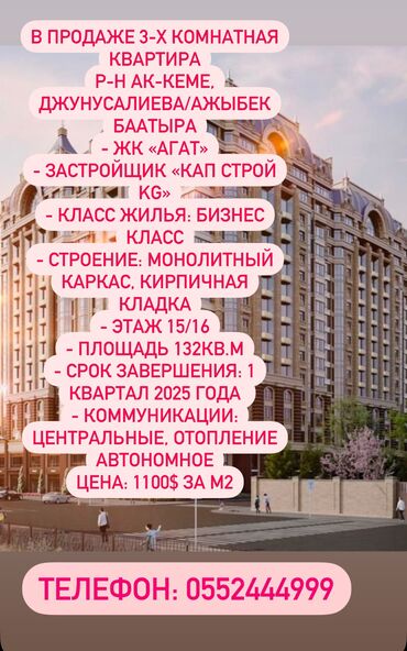 Продажа квартир: 3 комнаты, 132 м², Элитка, 15 этаж, ПСО (под самоотделку)