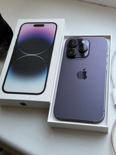 Apple iPhone: IPhone 14 Pro, Б/у, 128 ГБ, Deep Purple, Коробка, 85 %