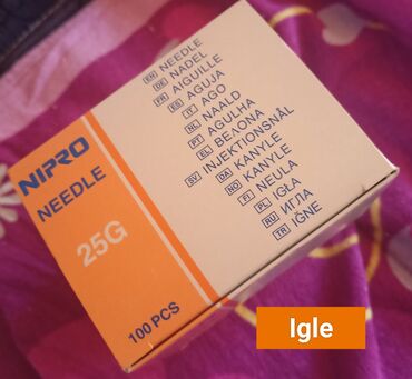 kutija: Igle i spricevi -"Nipro" *Igle-25g,26g, 1 kutija(100 kom.) -400 din