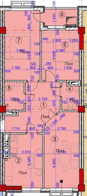 Продажа квартир: 3 комнаты, 76 м², Элитка, 8 этаж, ПСО (под самоотделку)