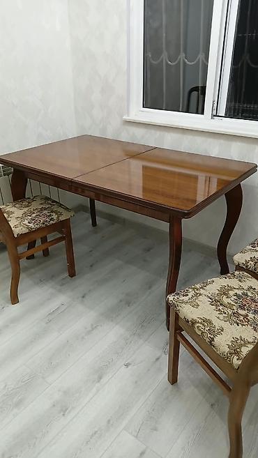 taxta rəf: Klassik üslubda yemək otağı dəsti - Tərkibi: taxta masa + 5 ədəd stul — 1