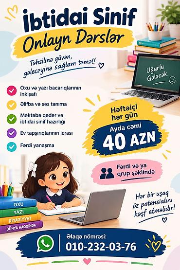 6 yas is elanlari: Məktəbəqədər və ibtidai sinif hazırlığı, Azərbaycan dili, Onlayn — 1