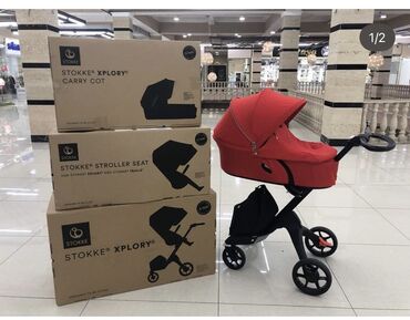 v baby коляска: Коляска, цвет - Красный, Б/у