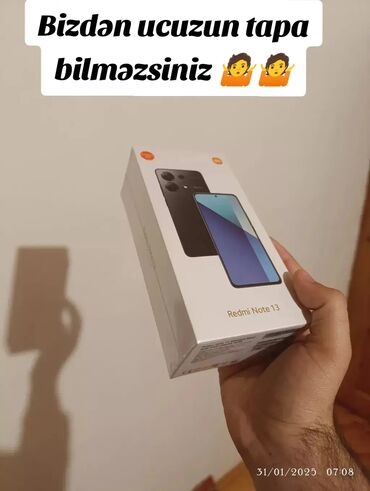 telefonlar yeni: Xiaomi Redmi Note 13, 256 GB, rəng - Qara, 
 Zəmanət, Barmaq izi, İki sim kartlı