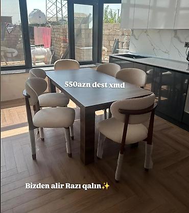lepe: Mətbəx/qonaq otağı üçün masa və 6 stul dəsti - Komplekt: 1 masa + 6 — 4