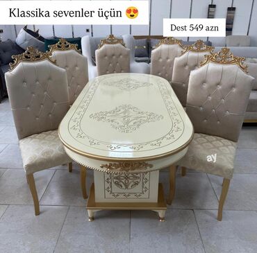 Masa və oturacaq dəstləri: 📌 “Zövqlə seçilən *masa dəsti*– ailəvi rahatlıq üçün!” 📏 Ölçü: 1×2+6
