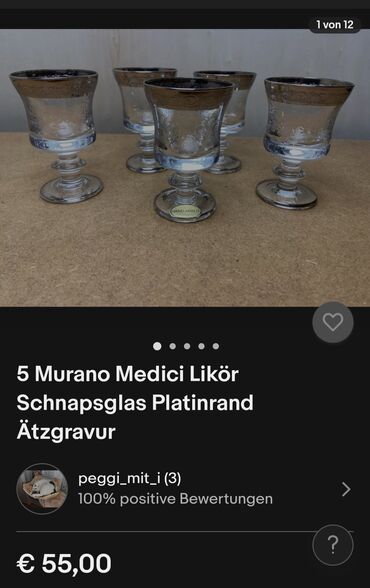 Čaše: Casice za zestoko pice,rucni rad murano medici iz 60ih. Casice — 3