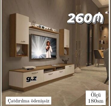 Dolablar: *Tv Stend 💫260Azn* ✔️Material Rusiya Laminat 18/lik ✔️Ölçü:180sm ◽Rəng