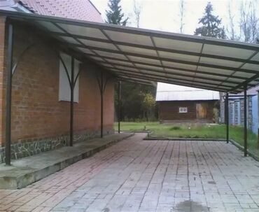 сейф бизнес маркетинг: Навес пристроенный к дому/гаражу - Конструкция: металлический каркас