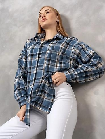 Рубашки: Женская рубашка в клетку - Свободный крой с пониженной линией плеча — — 10