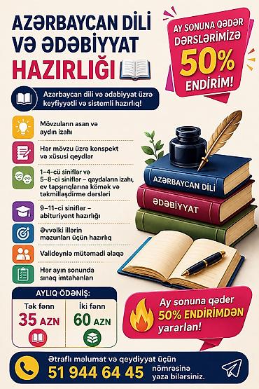 Repetitor, Ədəbiyyat, Azərbaycan dili, Abituriyent hazırlığı lalafo.az -da Repetitor, Ədəbiyyat, Azərbaycan dili, Abituriyent hazırlığı