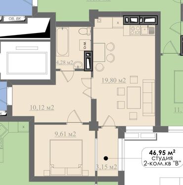 помещение в тц: 2 комнаты, 48 м², 10 этаж