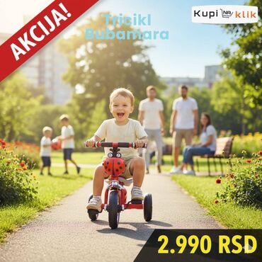 Igračke: Dečiji tricikl sa motivom bubamare, dostupan u više boja, uključujući — 7