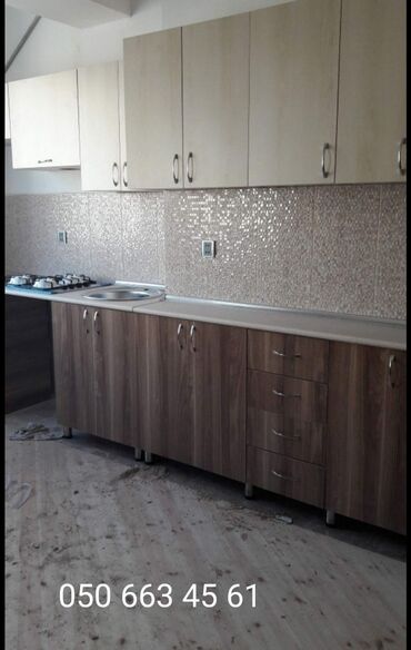 Sifarişlə mətbəx mebeli: Sifarişlə mətbəx dəsti, Özü çəkən petlələr, Mat laminat, Kredit yoxdur, Pulsuz çatdırılma — 16