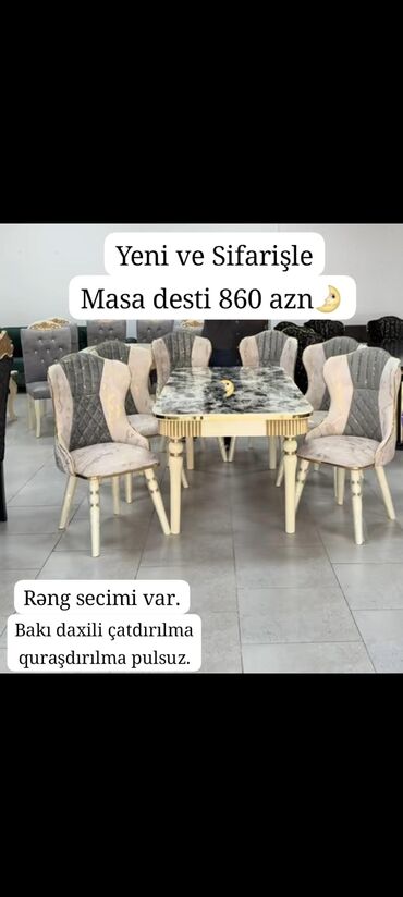 Masalar: *Masa desti 860 azn* Acilan masa 90/1.60/2. Rəng seçimi var Bakı