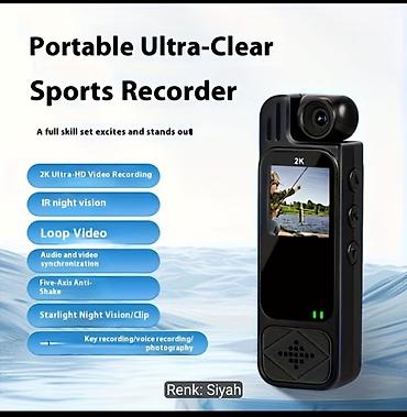 dji mikrofon qiymeti: Portativ Ultra-Aydın Spor Qeydiyyatçı – 2K mini kamera Rəng: qara — 1