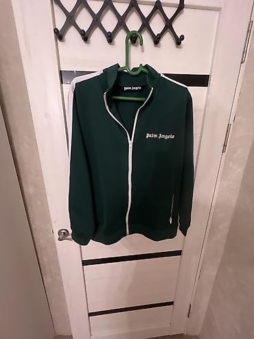 nike tech flece: Спортивная куртка-трек-топ Palm Angels - Цвет: зелёный с белыми — 3