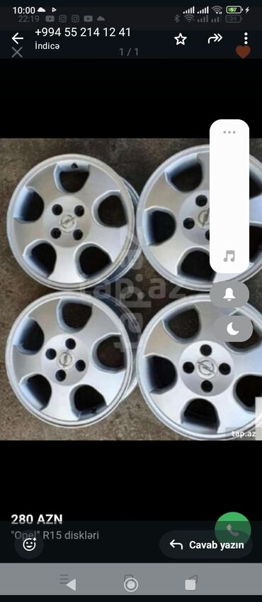 Disklər: Salam Opel diskləri dörd bolt 240 manat 15 lik