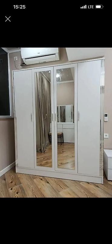 mebel ayaqları: Yeni, 4 qapılı, Güzgülü, Bej, Açılan, Düz dolab — 5