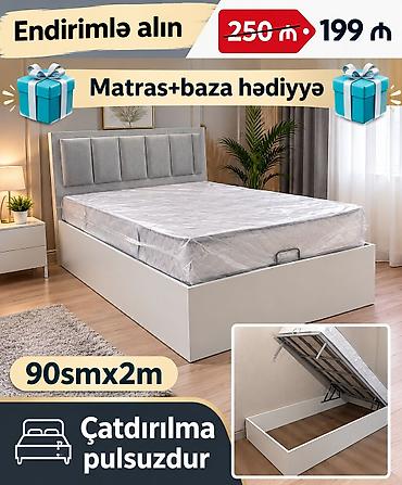 Tək nəfərlik yataq dəsti – 90 sm x 2 m - Dəst: çarpayı karkası