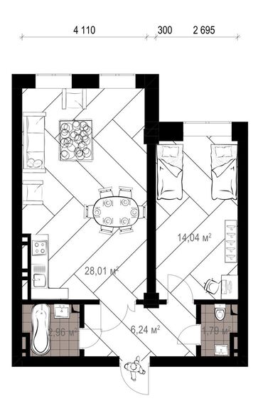 Продажа квартир: 2 комнаты, 50 м², Элитка, 5 этаж, Евроремонт