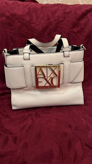 fendi cantalar: A|X Armani Exchange qadın çantası - Rəng: ağ, parlaq səthli - — 1
