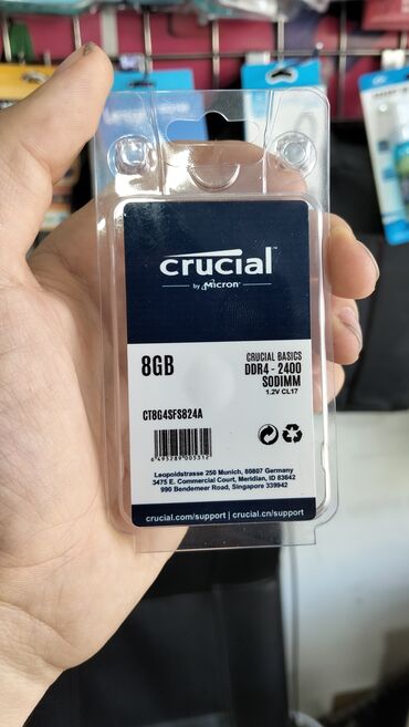 ram ddr3: Operativ yaddaş (RAM) Crucial, 8 GB, 2400 Mhz, DDR4, Noutbuk üçün, Yeni