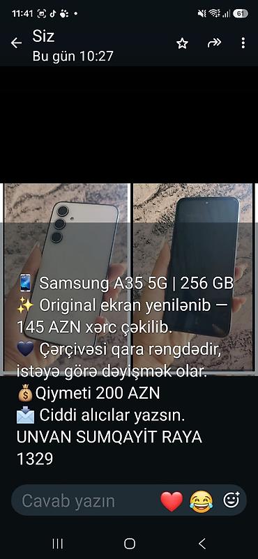 Samsung Galaxy A35 5G, 256 GB, rəng - Qara lalafo.az -da Samsung Galaxy A35 5G, 256 GB, rəng - Qara