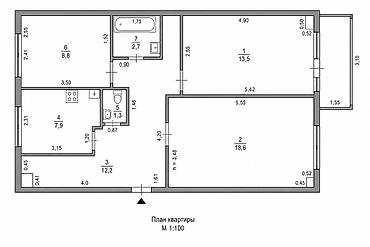 гвардия: 3 комнаты, 65 м², Молодая Гвардия Индивидуалка, 3 этаж — 6