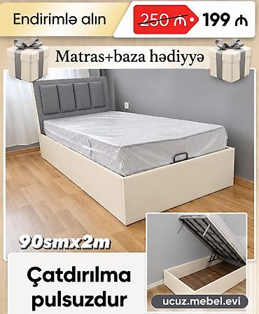 • Tək nəfərlik çarpayı – ölçü: 90 sm x 2 m • Yumşaq, panelli başlıq lalafo.az -da • Tək nəfərlik çarpayı – ölçü: 90 sm x 2 m • Yumşaq, panelli başlıq