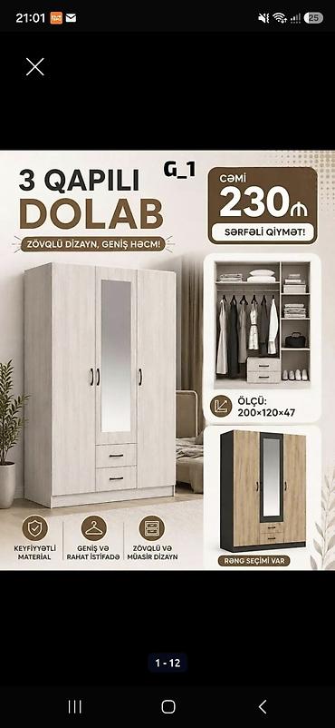 pencere qapi: 3 qapılı geyim dolabı - Ölçü: 200 × 120 × 47 sm - Dizayn: zövqlü və — 1