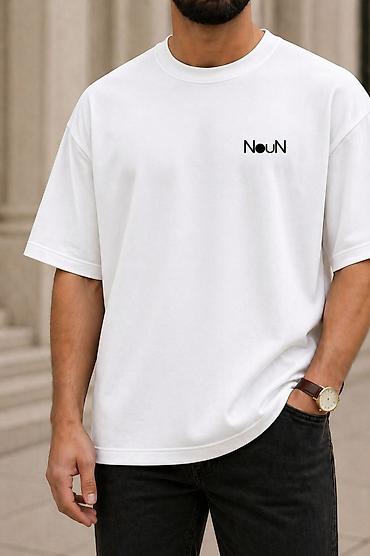 lil solid: Uniseks “Noun” T‑shirt - Rənglər: ağ və qara - Minimalist dizayn — 7