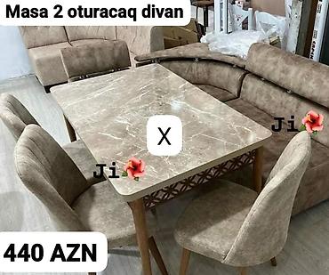 kuxnya studio: Mətbəx/qonaq otağı üçün dəst: - 1 ədəd süfrə masası – mərmərə bənzər — 1