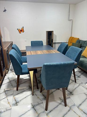 Qonaq otağı üçün, İşlənmiş, Dördbucaq masa, 6 stul