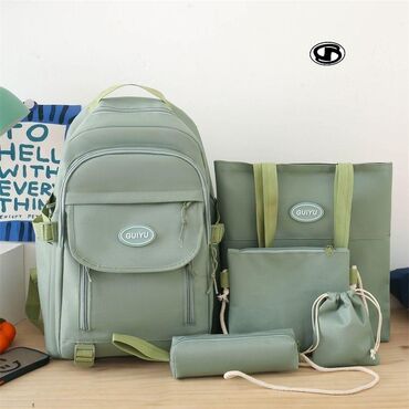 Rukzaklar: Dördlü və beşli çantalar dəsti. Dəstə bir ədəd rəngli və rəngli — 19