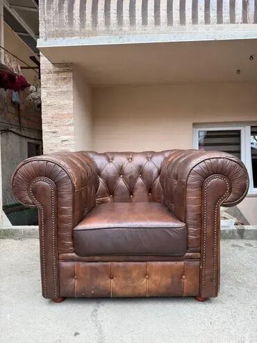 Stilske fotelje: Chesterfield fotelja - PRAVA KOŽA 🛋️✨ Prava box koža, fotelja u — 13