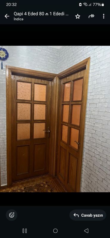 набор тарелок: 4 eded şpon qapı satılır 1 ededi 70 ₼ ölcu 207×090 3 otag 1 hamam cox