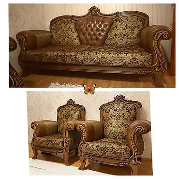 kohnə kreslo: Divan-kreslo dəsti - Komplekt: 1 divan + 2 kreslo - Üslub — 1