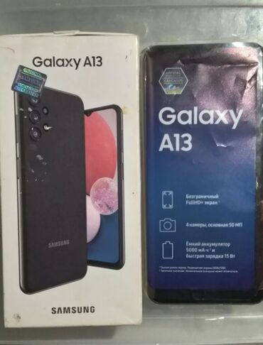 телефон fly б: Samsung Galaxy A13, 128 ГБ, цвет - Черный, Гарантия, Отпечаток пальца, Две SIM карты