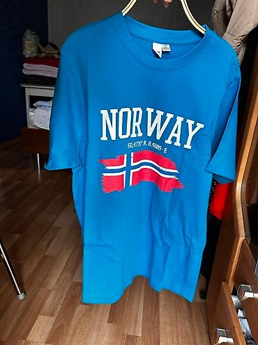 стоне исланд: Футболка с принтом Norway - Цвет: ярко‑голубой - Принт спереди — 2