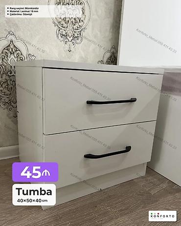 Məhsul: İki çekmecəli tumbə Ölçü: 40 × 50 × 40 sm Material: 18 mm lalafo.az -da Məhsul: İki çekmecəli tumbə Ölçü: 40 × 50 × 40 sm Material: 18 mm